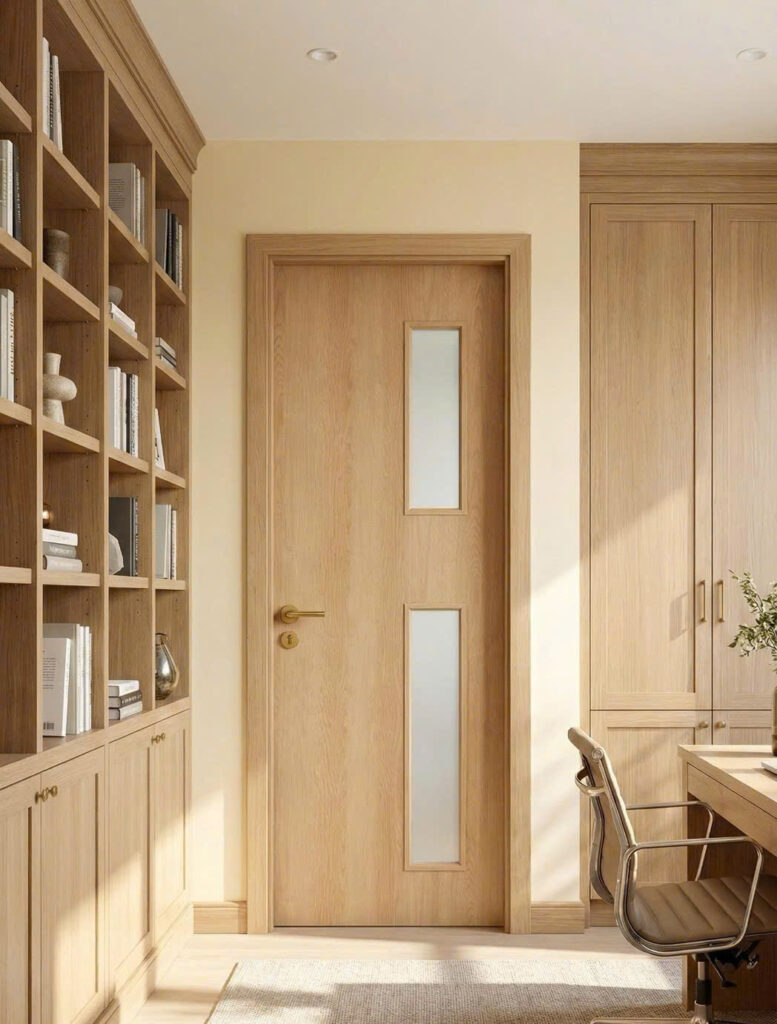 Cửa composite vân gỗ đẹp cho phòng ngủ, phòng làm việc, nhà phố hiện đại