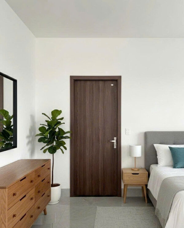 Cửa composite vân gỗ đẹp cho phòng ngủ, phòng làm việc, nhà phố hiện đại